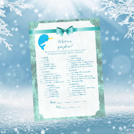 Baby Narwhal wat is er op je Baby shower? Kaart