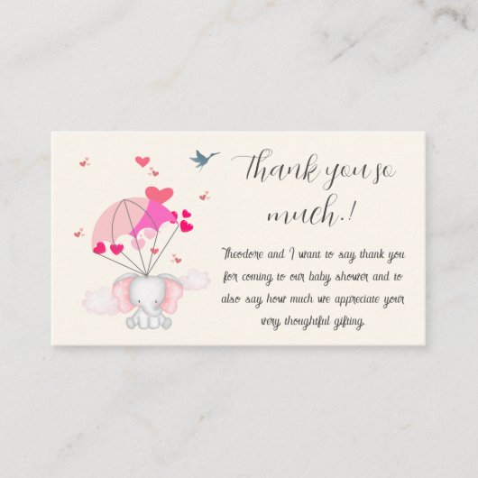 Baby Nelly Baby shower Dank u Informatiekaartje (Voorkant)