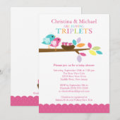 Baby nesten Triplets Baby Shower Invitations Kaart (Voorkant / Achterkant)
