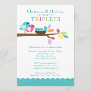 Baby nesten Triplets Baby Shower Invitations Kaart