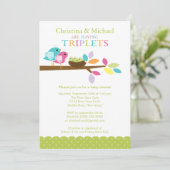 Baby nesten Triplets Baby Shower Invitations Kaart (Staand voorkant)