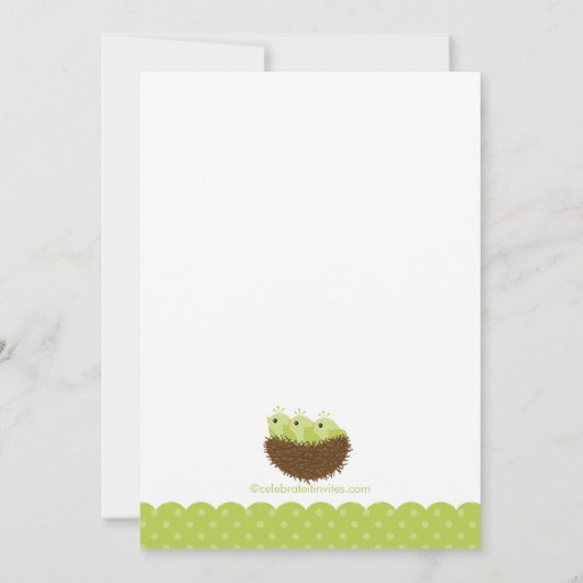 Baby nesten Triplets Baby Shower Invitations Kaart (Achterkant)