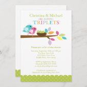 Baby nesten Triplets Baby Shower Invitations Kaart (Voorkant / Achterkant)