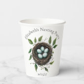 Baby Nesting Party Vogelnest Papieren Bekers (Achterkant)