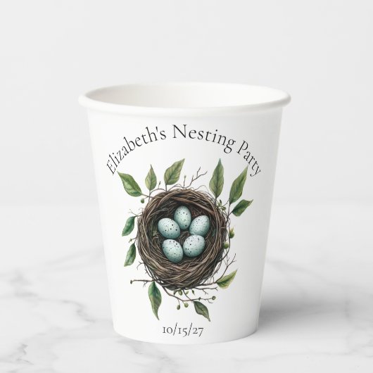 Baby Nesting Party Vogelnest Papieren Bekers (Voorkant)