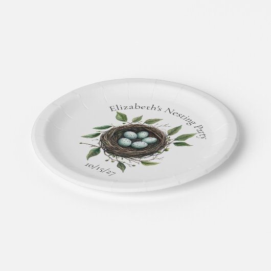 Baby Nesting Party Vogelnest Papieren Bordje (Gekanteld)