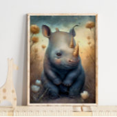 Baby Neushoorn Afrikaans | Neushoorn Muurprint Poster