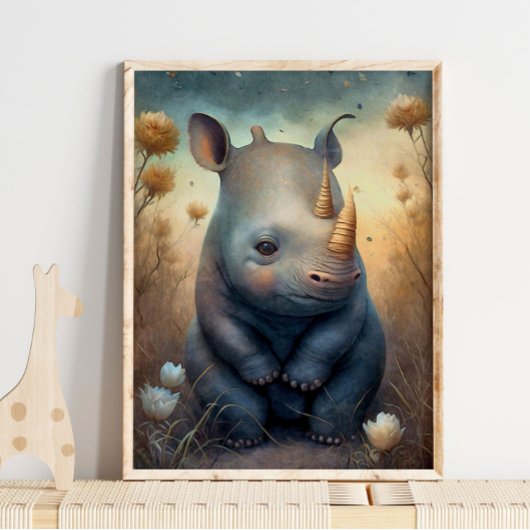 Baby Neushoorn Afrikaans | Neushoorn Muurprint Poster