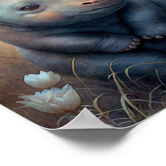 Baby Neushoorn Afrikaans | Neushoorn Muurprint Poster (Hoek)