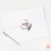 Baby neushoorn & Birdies geschilderd dank u Ronde Sticker (Envelop)