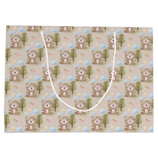 Baby Neutraal Beer Forest Large Gift Bag Groot Cadeauzakje (Achterkant)