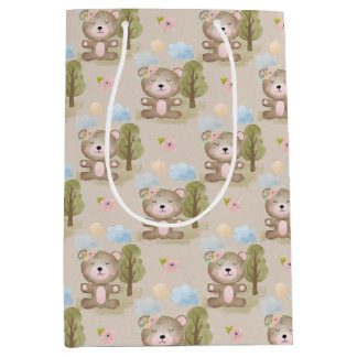 Baby Neutraal Beer Forest Large Gift Bag Medium Cadeauzakje