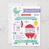 Baby Neutraal - Moderne BBQ Shower Uitnodiging (Voorkant)