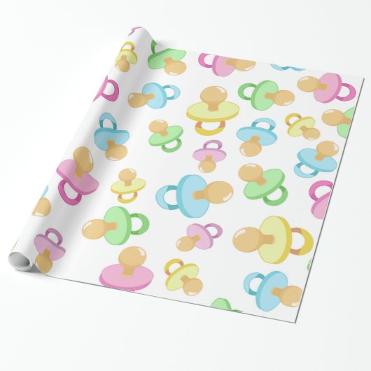Baby Neutraal Pacifier Custom Shower Gift Cadeaupapier (Uitgerold)