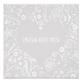 Baby Neutrale grijze witte hartbenaming Foto Afdruk (Voorkant)