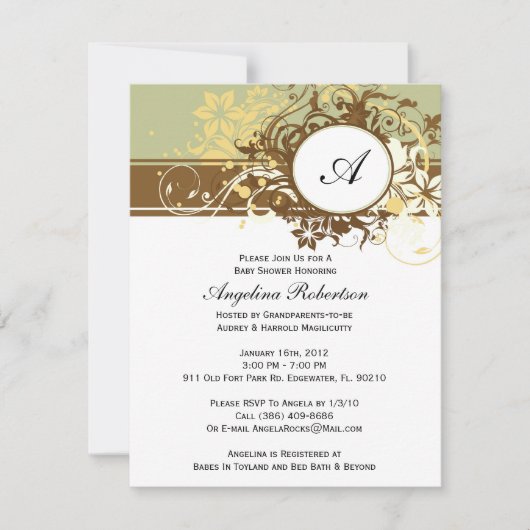 Baby Neutrale Stempelbloemen Kaart (Voorkant)