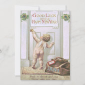 Baby Nieuwjaar Cherub Angel Four Leaf Clover Kaart (Voorkant)