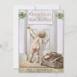 Baby Nieuwjaar Cherub Angel Four Leaf Clover Kaart