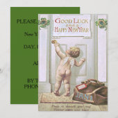 Baby Nieuwjaar Cherub Angel Four Leaf Clover Kaart (Voorkant / Achterkant)