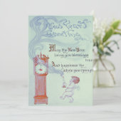 Baby Nieuwjaar Cherub Angel Opa klok Kaart (Staand voorkant)