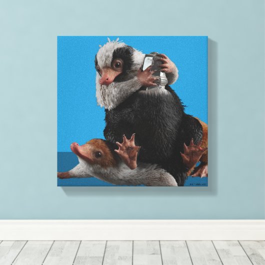 Baby Nifflers zoeken prijs Canvas Afdruk (Insitu (Houten vloer))