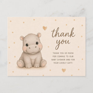 Baby Nijlpaard Baby Shower Bedankt Briefkaart