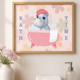 Baby Nijlpaard Bad Tijd Poster