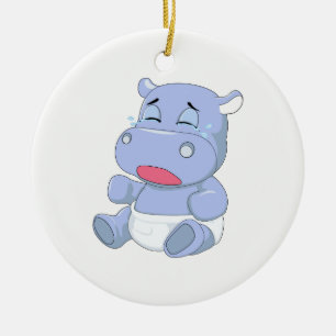 Baby Nijlpaard Huilt Keramisch Ornament