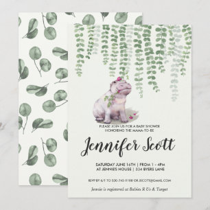 Baby Nijlpaard Jungle Baby Shower Uitnodiging