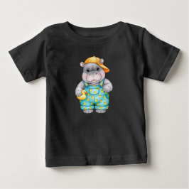 Baby nijlpaard met een rubberen eend van Natasha U