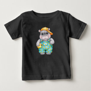 Baby nijlpaard met een rubberen eend van Natasha U