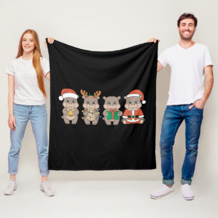 Baby Nijlpaard Moo Deng Kerstmis Fleece Deken