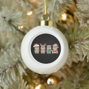 Baby Nijlpaard Moo Deng Kerstmis Keramische Bal Ornament