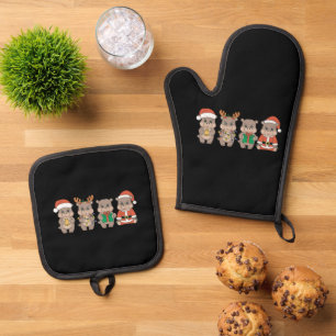Baby Nijlpaard Moo Deng Kerstmis Ovenwant & Pannenlap Set