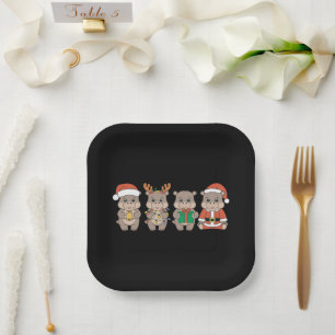 Baby Nijlpaard Moo Deng Kerstmis Papieren Bordje
