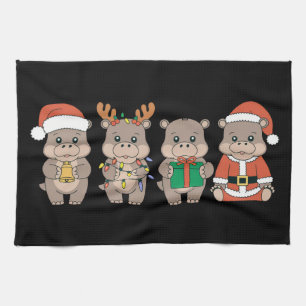 Baby Nijlpaard Moo Deng Kerstmis Theedoek