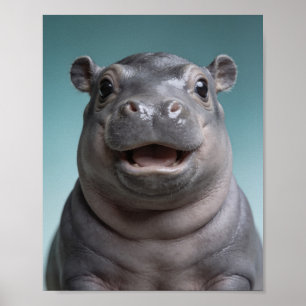 Baby Nijlpaard Portret – Mooie Kinderkamer Dieren Poster