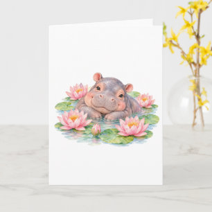Baby Nijlpaard Tussen Waterlelies Kaart