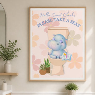 Baby Nijlpaard Zoete Wangetjes Neem Plaats Poster