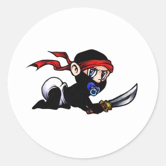 Baby Ninja Baby Ninjutsu Ronde Sticker (Voorkant)