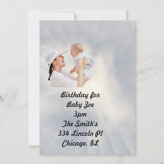 Baby nodigt met de Blauwe Achtergrond van Sky uit Bedankkaart (Voorkant)