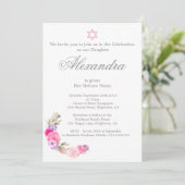 Baby Noemceremonie Hebreeuwse roze uitnodiging (Staand voorkant)