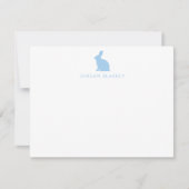 Baby Note Card, Light Blue Bunny Gingham Flat Notitiekaartje (Voorkant)