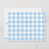 Baby Note Card, Light Blue Bunny Gingham Flat Notitiekaartje (Achterkant)