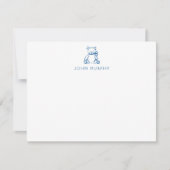 Baby Notitiekaart, Blauwe Teddybeer Gingham Plat Notitiekaartje (Voorkant)