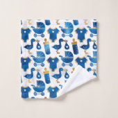 Baby Nursery Blue Bottle Carriage Stortern Pattern Bad Handdoek (Wasdoekje)