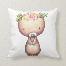 Baby Nursery Boho Woodland Beer Floral Girl Pillow