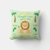 Baby Nursery Lion Safari Birth Stats Kussen (Voorkant)