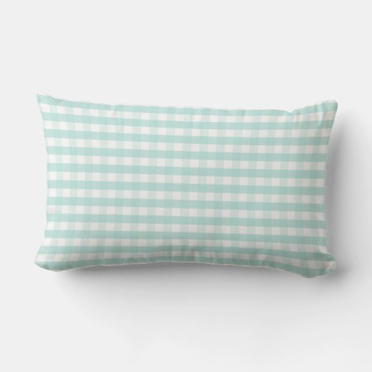Baby Nursery Pastel Mint Green Gingham Kussen (Achterkant)