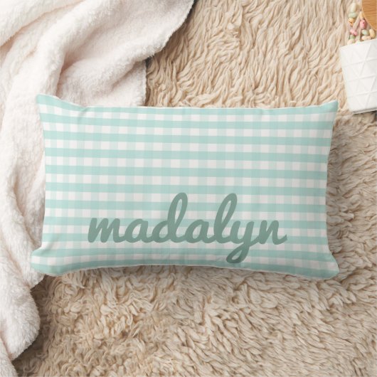 Baby Nursery Pastel Mint Green Gingham Kussen (Deken)